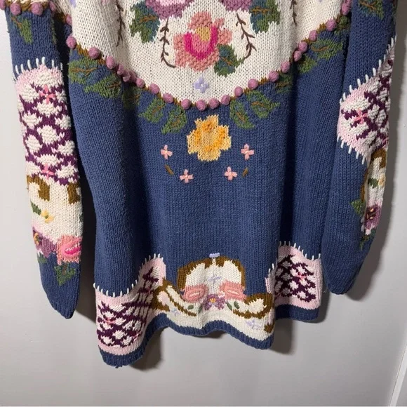 Vintage Bronte Knitted by Hand Cottagecore Granny Floral Sweater Size Large - Picture 9 of 16